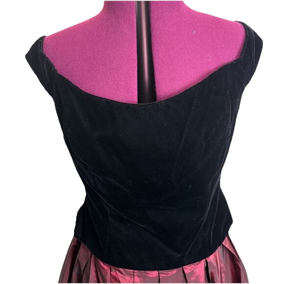 Vtg Y2k 90s Red Black Velvet Two Piece Floral Whimsigoth Fairy Prom Gown Sz 14 - Picture 3 of 12